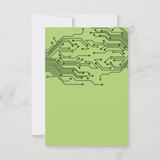 Groene Tech Computer Circuit Board Bar Mitzvah RSVP Kaartje (Achterkant)