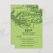 Groene Tech Computer Circuit Board Bar Mitzvah RSVP Kaartje (Voorkant / Achterkant)