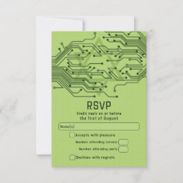 Groene Tech Computer Circuit Board Bar Mitzvah RSVP Kaartje