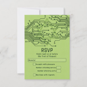 Groene Tech Computer Circuit Board Bar Mitzvah RSVP Kaartje