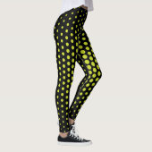 Groene Techno Stip Zwarte Achtergrond Leggings (Rechts)