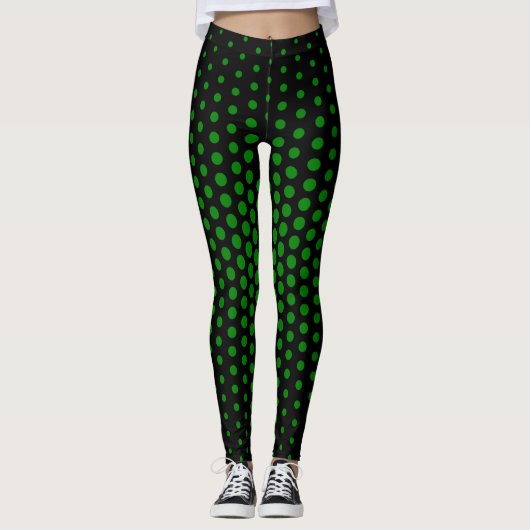 Groene Techno Stippenpatroon Leggings (Voorkant)