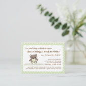 Groene Teddy Baby shower Boek Insert Verzoek Kaart (Staand voorkant)