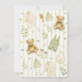 Groene teddybeer babyshower uitnodiging (Achterkant)