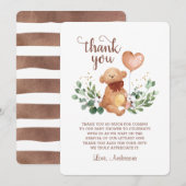 Groene Teddybeer Beary Veel Babyshower Bedankkaart (Voorkant / Achterkant)