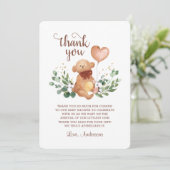 Groene Teddybeer Beary Veel Babyshower Bedankkaart (Staand voorkant)