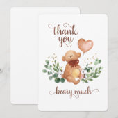 Groene Teddybeer Beary Veel Babyshower Bedankkaart (Voorkant / Achterkant)