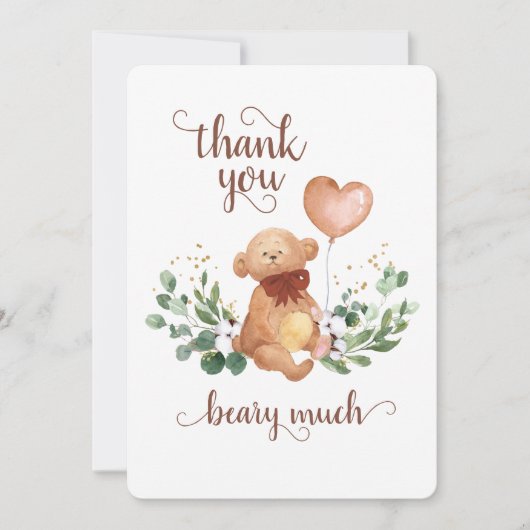 Groene Teddybeer Beary Veel Babyshower Bedankkaart (Voorkant)