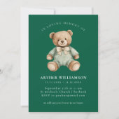 Groene teddybeer kindergedenkdienst  kaart (Voorkant)