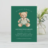Groene teddybeer kindergedenkdienst  kaart (Staand voorkant)