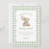 Groene teddybeer verjaardag bedankkaart (Voorkant)