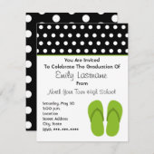 Groene Teenslippers / Afstuderen Polka Dots Kaart (Voorkant / Achterkant)