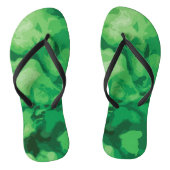 Groene teenslippers met wolkig abstract desgin (Voetbed)