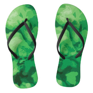 Groene teenslippers met wolkig abstract desgin