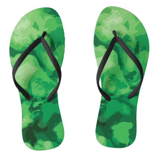 Groene teenslippers met wolkig abstract desgin (Voetbed)