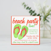 Groene teenslippers voor zomerstrandpoolfeest kaart (Staand voorkant)