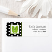 Groene Teenslippers / zwart met witte stippen Etiket (Insitu)