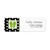 Groene Teenslippers / zwart met witte stippen Etiket (Voorkant)