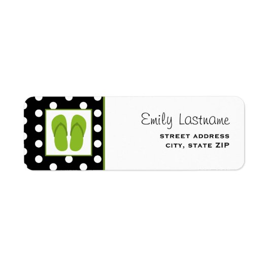 Groene Teenslippers / zwart met witte stippen Etiket (Voorkant)