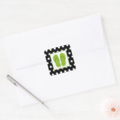 Groene Teenslippers / zwart met witte stippen Vierkante Sticker (Envelop)