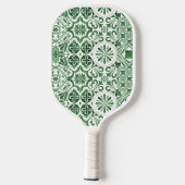 Groene tegel patroon- mediterraan plezier pickleball paddle (Achterkant)