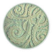 Groene Tegel Patroonlade Trek keramische knop (Voorkant)