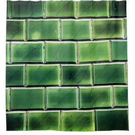 Groene tegels douchegordijn