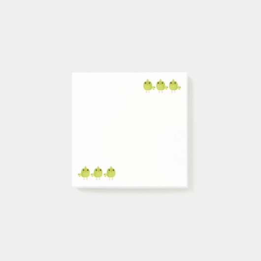 Groene tekenfilm vogel post-it® notes (Voorkant)