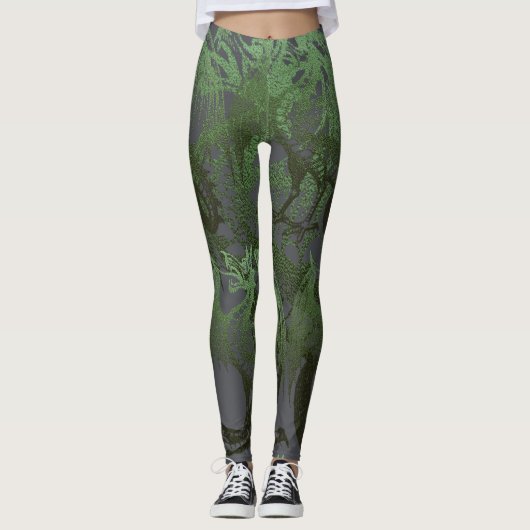 Groene tekeningen leggings (Voorkant)