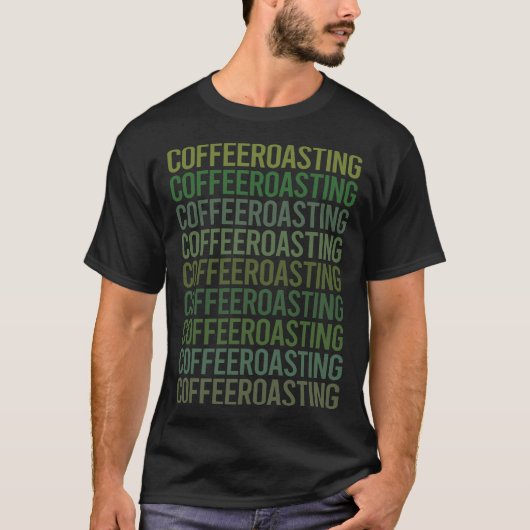 Groene Tekst Koffie Roosteren T-shirt (Voorkant)