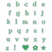 Groene tekstletters | Monogram Alfabet Stickers (Voorkant)
