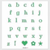 Groene tekstletters | Monogram Alfabet Stickers (Vel)