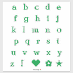 Groene tekstletters   Monogram Alfabet Stickers