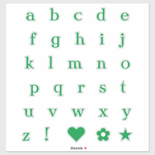 Groene tekstletters | Monogram Alfabet Stickers (Vel)