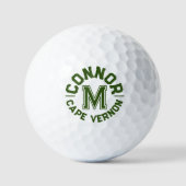 Groene tekstsport aangepaste monogram naam en team golfballen (Voorkant)