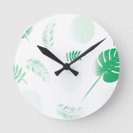 Groene Tenderbladeren op wit Ronde Klok