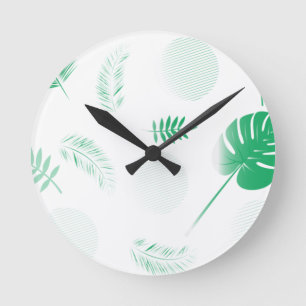 Groene Tenderbladeren op wit Ronde Klok