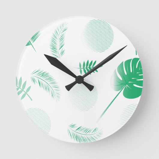 Groene Tenderbladeren op wit Ronde Klok (Voorkant)