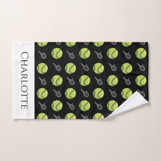 Groene Tennis Balls en Witte Rackets Actieve Sport Handdoek (Handdoek)