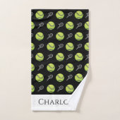 Groene Tennis Balls en Witte Rackets Actieve Sport Handdoek (Handdoek)