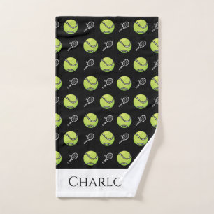 Groene Tennis Balls en Witte Rackets Actieve Sport Handdoek