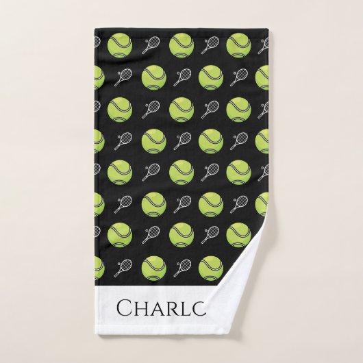 Groene Tennis Balls en Witte Rackets Actieve Sport Handdoek (Handdoek)