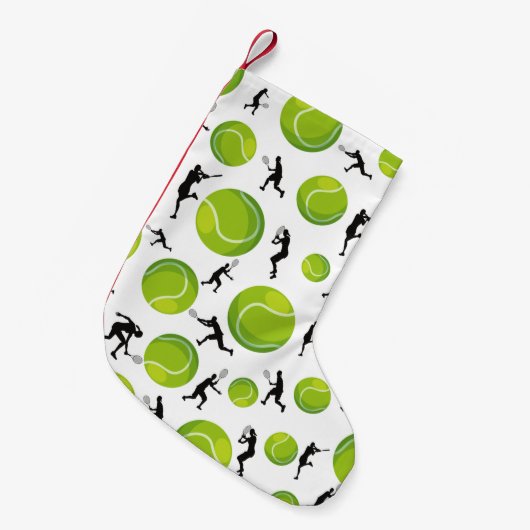 Groene Tennis Balls & Spelers Coach Athlete Gift Kleine Kerstsok (Voorkant (Hangend))