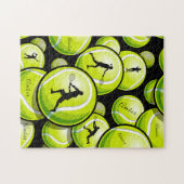 Groene Tennis Balls & Spelspatroon Voeg Kinder naa Legpuzzel (Horizontaal)