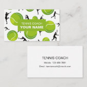 Groene Tennis Coach Ball & Player Patroonsport Visitekaartje (Voorkant / Achterkant)