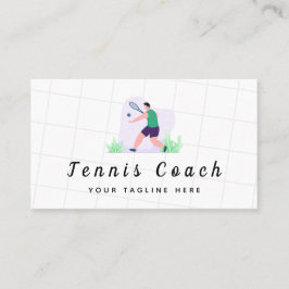 Groene Tennis Coach Illustratie Professionele spor Visitekaartje