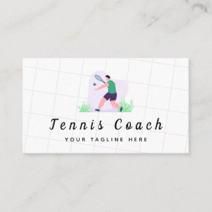 Groene Tennis Coach Illustratie Professionele spor Visitekaartje
