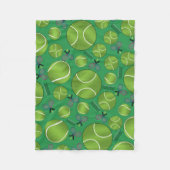 Groene tennisballen, rackets en netten fleece deken (Voorkant)