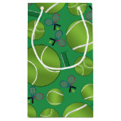 Groene tennisballen, rackets en netten klein cadeauzakje (Achterkant)