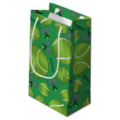 Groene tennisballen, rackets en netten klein cadeauzakje (Achterkant Gekanteld)